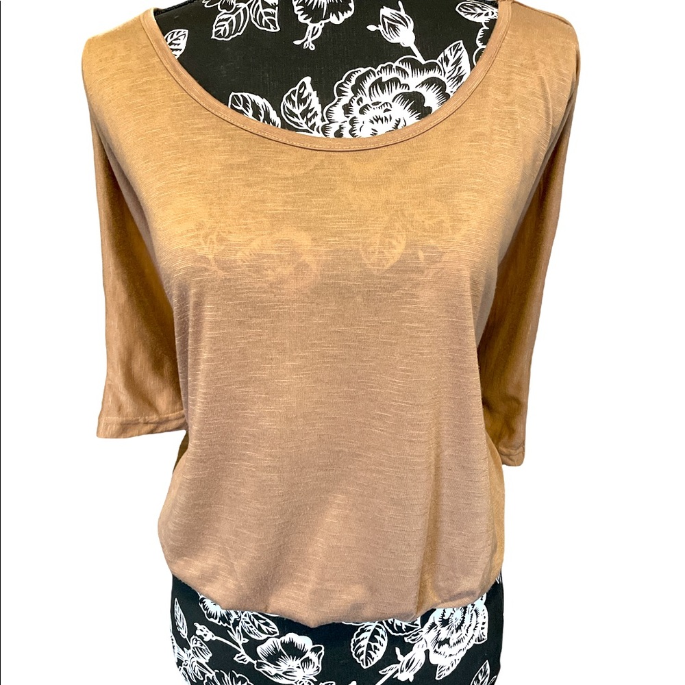 Light Brownish Tan Short Sleeve Crop Top Blouse